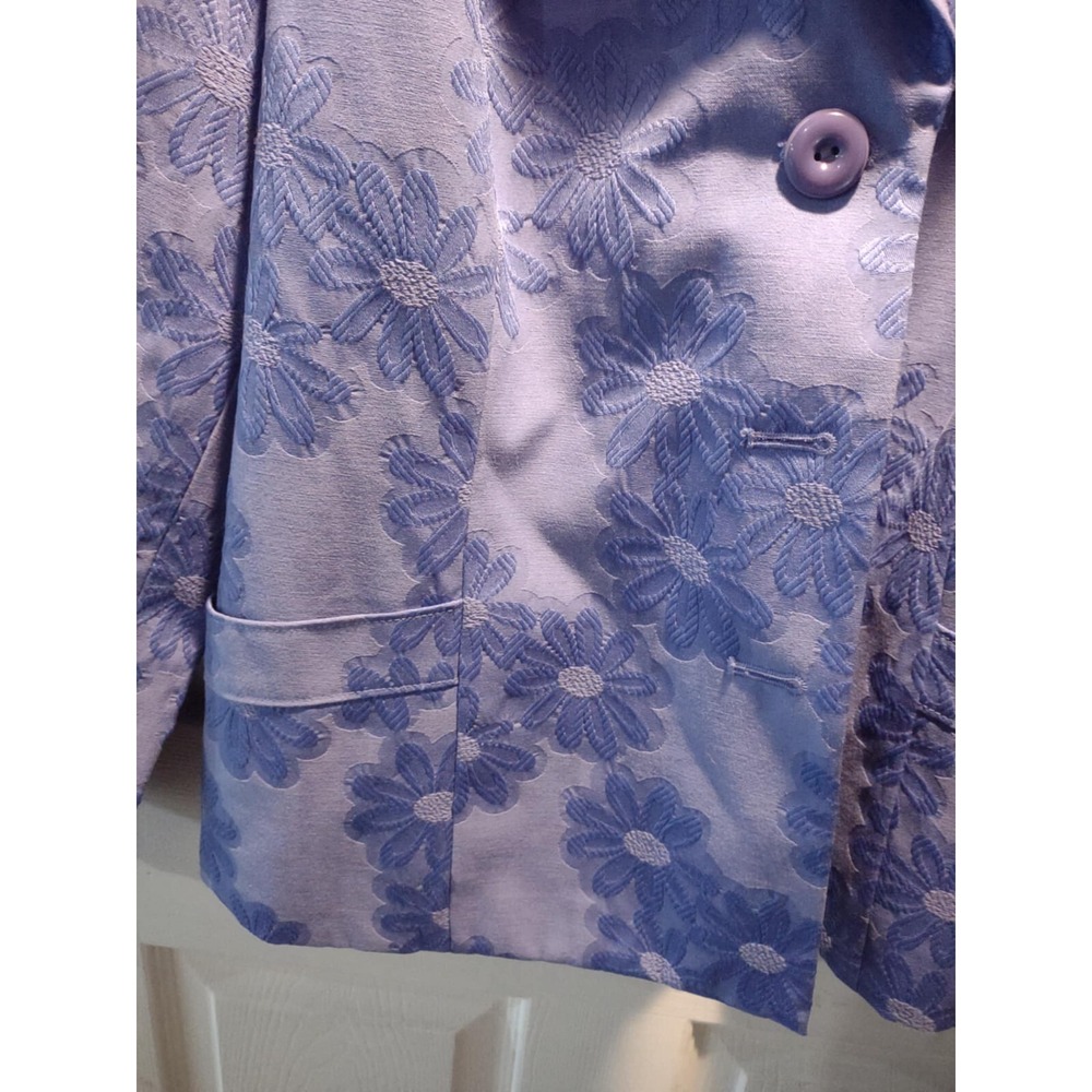 Sag Harbor Woman Floral Blazer Jacket Light Blue Size 16W - Picture 6 of 6